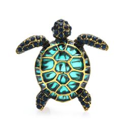 Turtle Pin/Pendant with Green Glass Windows Turtle Pin/Pendant with Green Glass Windows